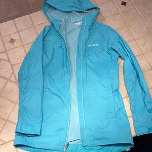 Columbia Women's Light Blue windbreaker rain Jacket. Fully lined. Size small